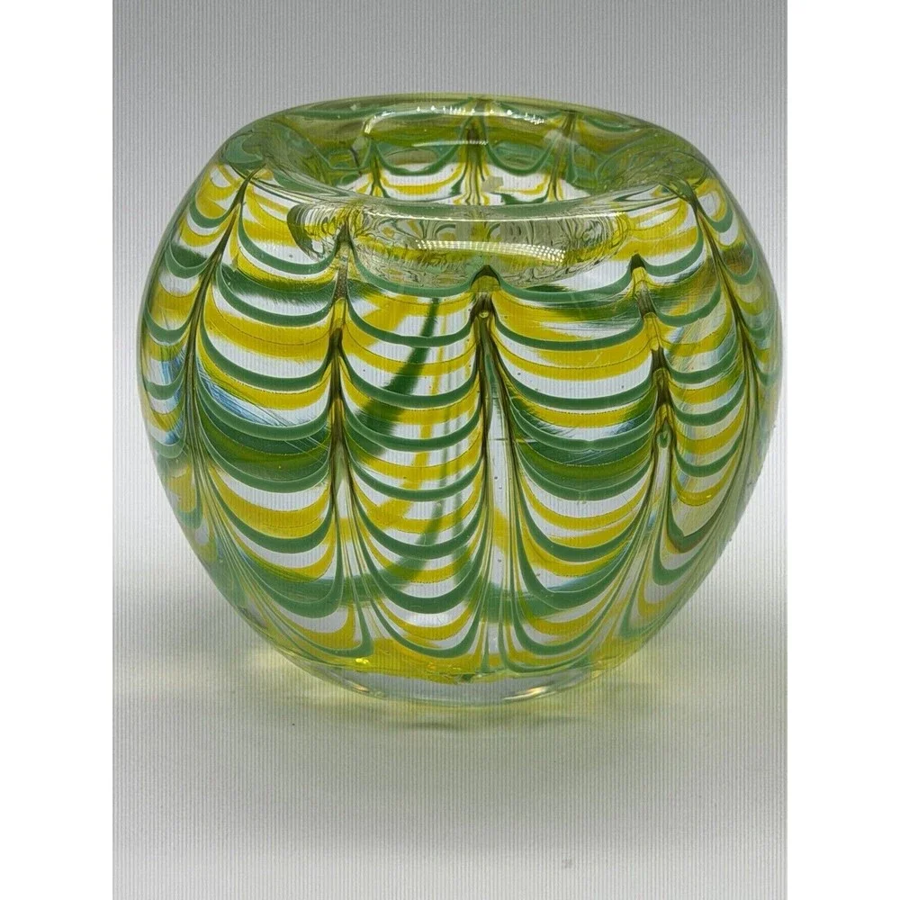 Vintage Gorgeous Designs China Yellow & Green Glass Tea Light Holders